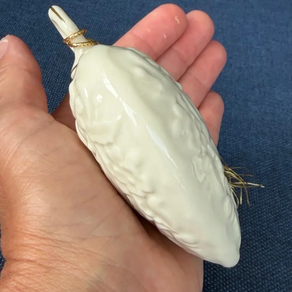 Lenox 1997 Annual Christmas Ornament Porcelain Heart Embossed Gold Tassel Puffy